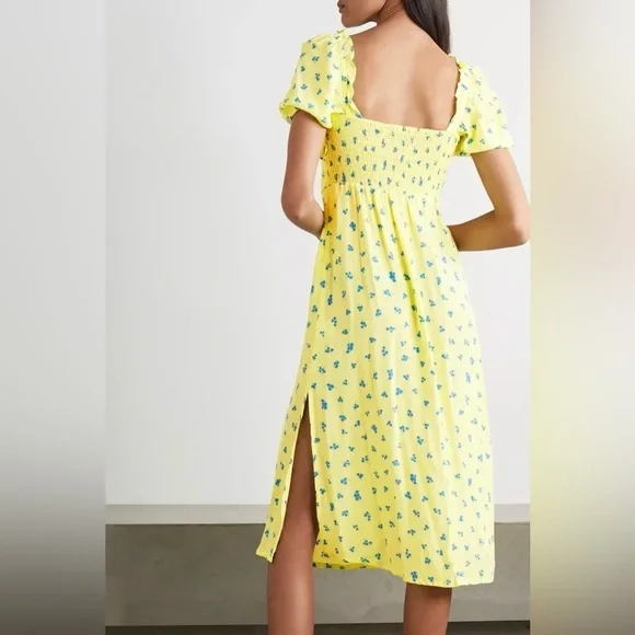 Faithfull the Brand Bette Midi Dress in Lemon Luda Floral Size 8 / Large - Picture 15 of 15